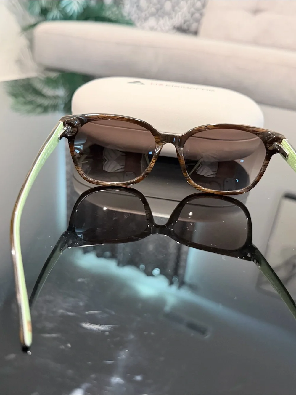 Liz Claiborne Tortoiseshell Frame Sunglasses with Green Temples